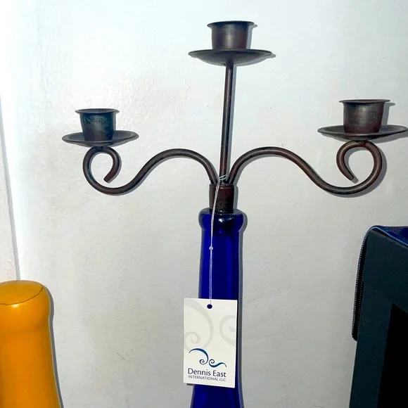 Wine Bottle Triple Candle Holder - Picture 2 of 5